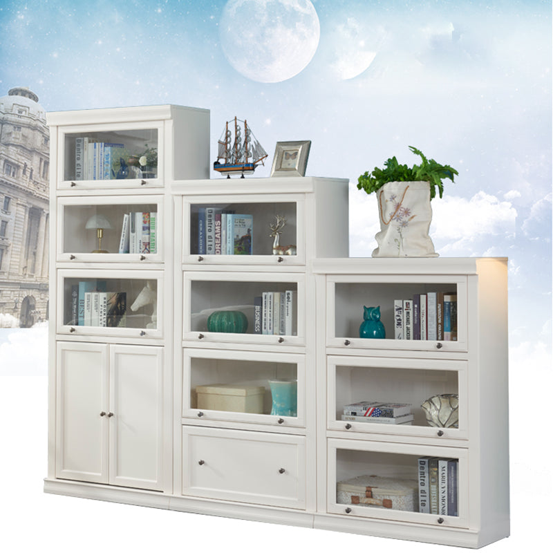 Urban Wooden Shelf Bookcase White Closed Back Bookshelf with Doors