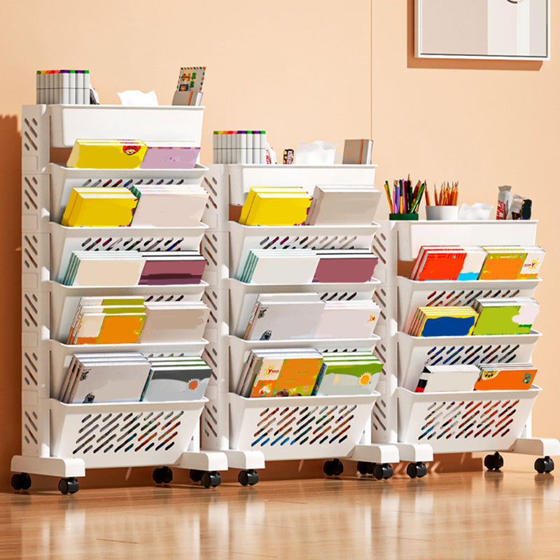 Pure White Shelf Bookcase Contemporary Closed Back 7.5" Wide Book Shelf Vertical