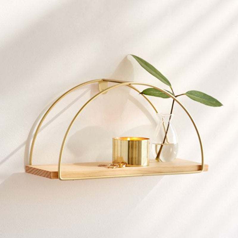 Floating Metal Bookshelf Luxury Gold Open Bookcase with Shelves