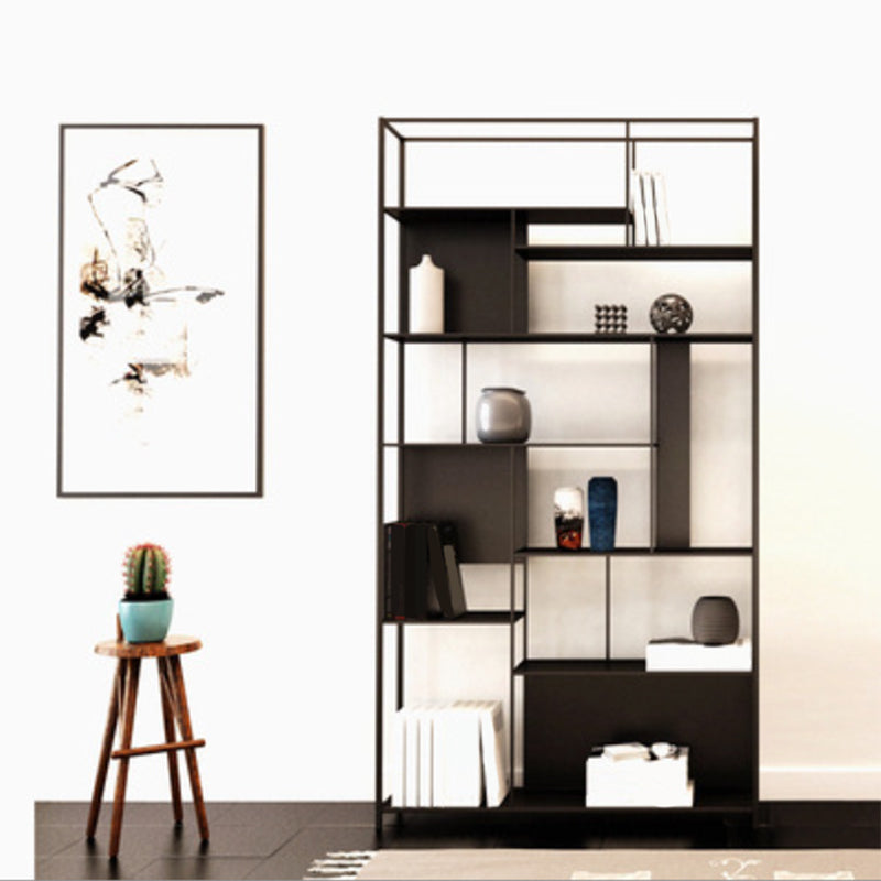 Metal Etagere Vertical Shelf Bookcase Bedroom Open Book Shelf with Shelves Black Clearhalo 'Bookcases' 'furn' 'furn_bookcases' 'Furniture' 'Office Furniture' 5949355