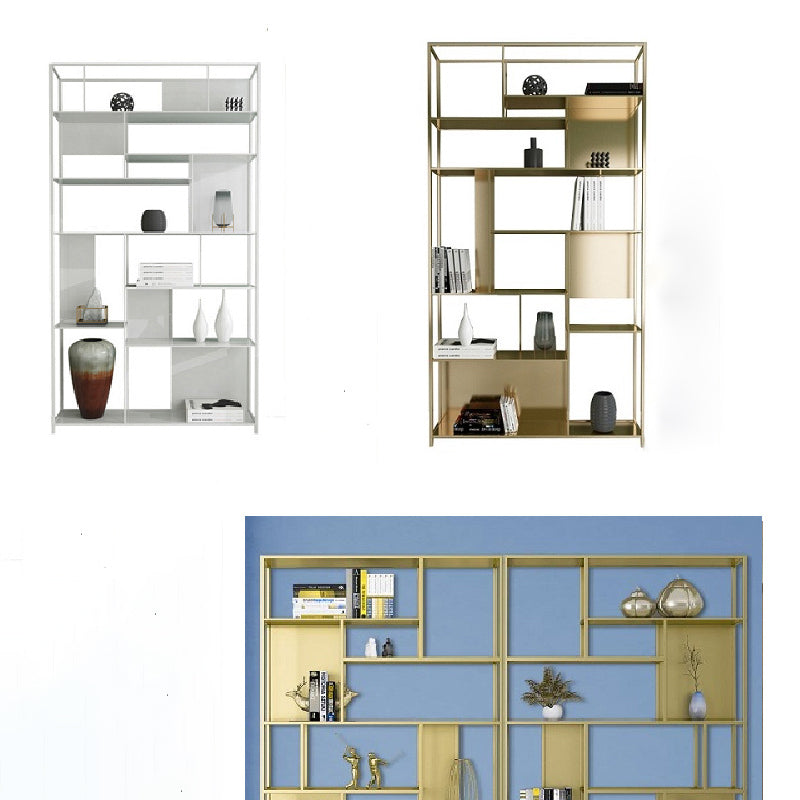 Metal Etagere Vertical Shelf Bookcase Bedroom Open Book Shelf with Shelves Clearhalo 'Bookcases' 'furn' 'furn_bookcases' 'Furniture' 'Office Furniture' 5949363