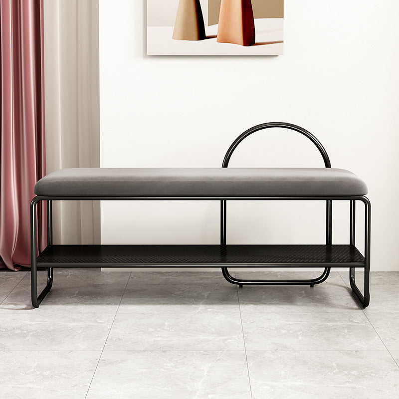 12.6" Wide Modern Seating Bench Rectangle Upholstered Entryway Bench Gray Black Clearhalo 'Benches' 'Chairs & Seating' 'furn' 'furn_benches' 'Furniture' 'Living Room Furniture' 5949388