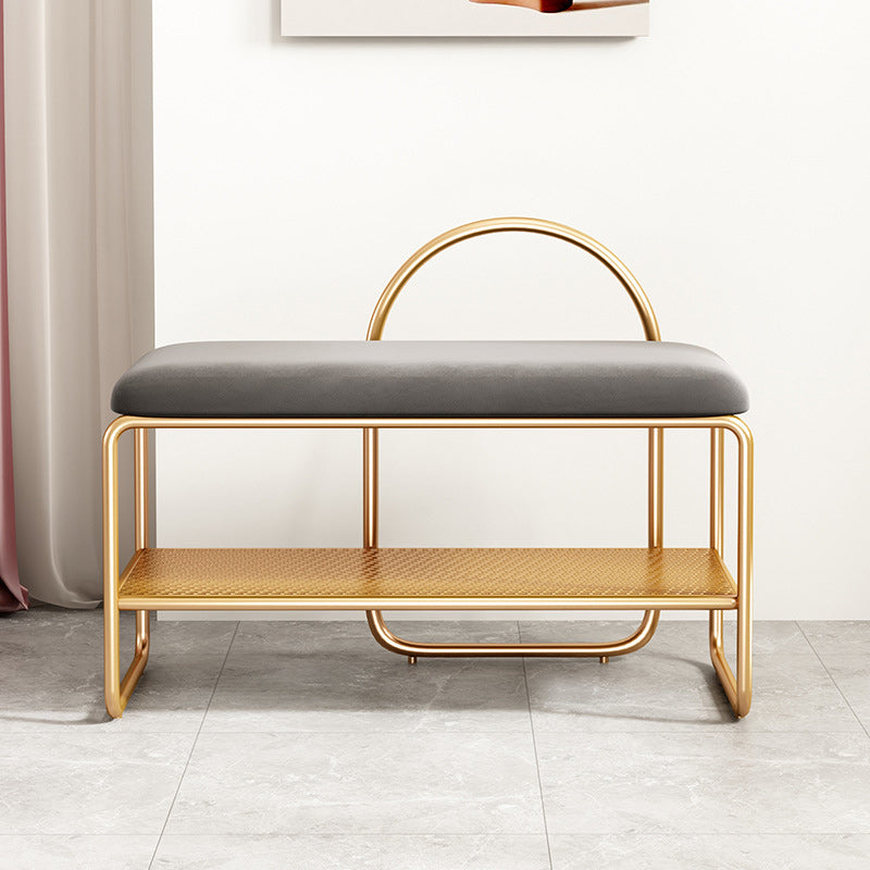 12.6" Wide Modern Seating Bench Rectangle Upholstered Entryway Bench 24"L x 13"W x 24"H Grey-Gold Clearhalo 'Benches' 'Chairs & Seating' 'furn' 'furn_benches' 'Furniture' 'Living Room Furniture' 5949394