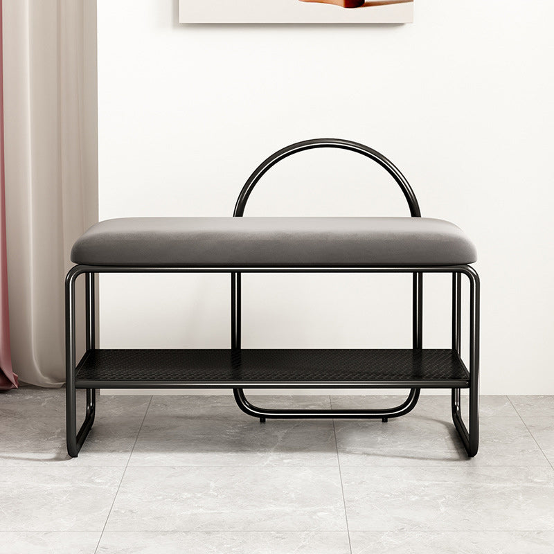 12.6" Wide Modern Seating Bench Rectangle Upholstered Entryway Bench 24"L x 13"W x 24"H Gray Black Clearhalo 'Benches' 'Chairs & Seating' 'furn' 'furn_benches' 'Furniture' 'Living Room Furniture' 5949399