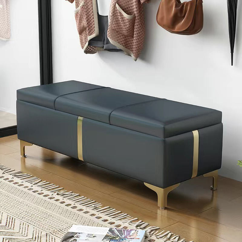 15.7 Inch Wide Modern Entryway Bench Flip Top Solid Color Bench Ocean Blue Clearhalo 'Benches' 'Chairs & Seating' 'furn' 'furn_benches' 'Furniture' 'Living Room Furniture' 5949424