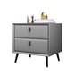 Wooden and Leather Bedside Table Modern Minimalist Bedside Cabinet with Drawers