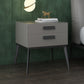 Wooden and Leather Bedside Cabinet Modern Minimalist Bedside Table with Drawers Light Gray 1 Piece Clearhalo 'Bedroom Furniture' 'furn' 'furn_night_stand' 'Furniture' 'night_stand' 'Nightstands' 5949494