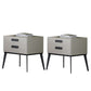 Wooden and Leather Bedside Cabinet Modern Minimalist Bedside Table with Drawers Off-White 2 Piece Set Clearhalo 'Bedroom Furniture' 'furn' 'furn_night_stand' 'Furniture' 'night_stand' 'Nightstands' 5949497
