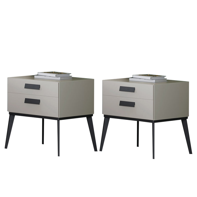 Wooden and Leather Bedside Cabinet Modern Minimalist Bedside Table with Drawers Off-White 2 Piece Set Clearhalo 'Bedroom Furniture' 'furn' 'furn_night_stand' 'Furniture' 'night_stand' 'Nightstands' 5949497