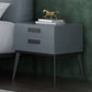 Wooden and Leather Bedside Cabinet Modern Minimalist Bedside Table with Drawers Blue 1 Piece Clearhalo 'Bedroom Furniture' 'furn' 'furn_night_stand' 'Furniture' 'night_stand' 'Nightstands' 5949498