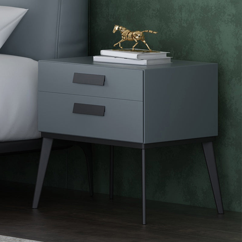 Wooden and Leather Bedside Cabinet Modern Minimalist Bedside Table with Drawers Blue 1 Piece Clearhalo 'Bedroom Furniture' 'furn' 'furn_night_stand' 'Furniture' 'night_stand' 'Nightstands' 5949498