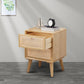 Modern Rattan and Pine Bedside Cabinet Drawer Storage Nightstand with Legs