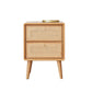 Modern Rattan and Pine Bedside Cabinet Drawer Storage Nightstand with Legs