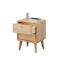 Modern Rattan and Pine Bedside Cabinet Drawer Storage Nightstand with Legs
