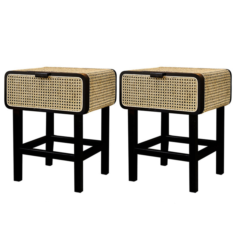 Contemporary Lower Shelf Nightstand Wooden Bedside Cabinet with Door for Bedroom Black 2 Piece Set Clearhalo 'Bedroom Furniture' 'furn' 'furn_night_stand' 'Furniture' 'night_stand' 'Nightstands' 5949531