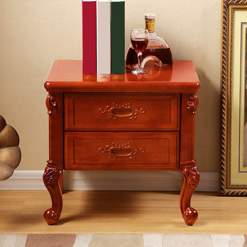 Armoire de chevet à étagère inférieure traditionnelle en bois solide avec tiroirs pour chambre à coucher