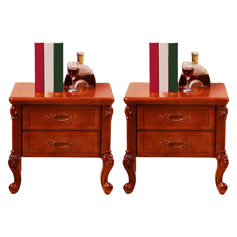 Armoire de chevet à étagère inférieure traditionnelle en bois solide avec tiroirs pour chambre à coucher