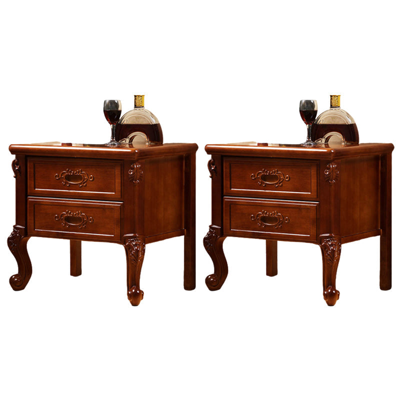 Armoire de chevet à étagère inférieure traditionnelle en bois solide avec tiroirs pour chambre à coucher