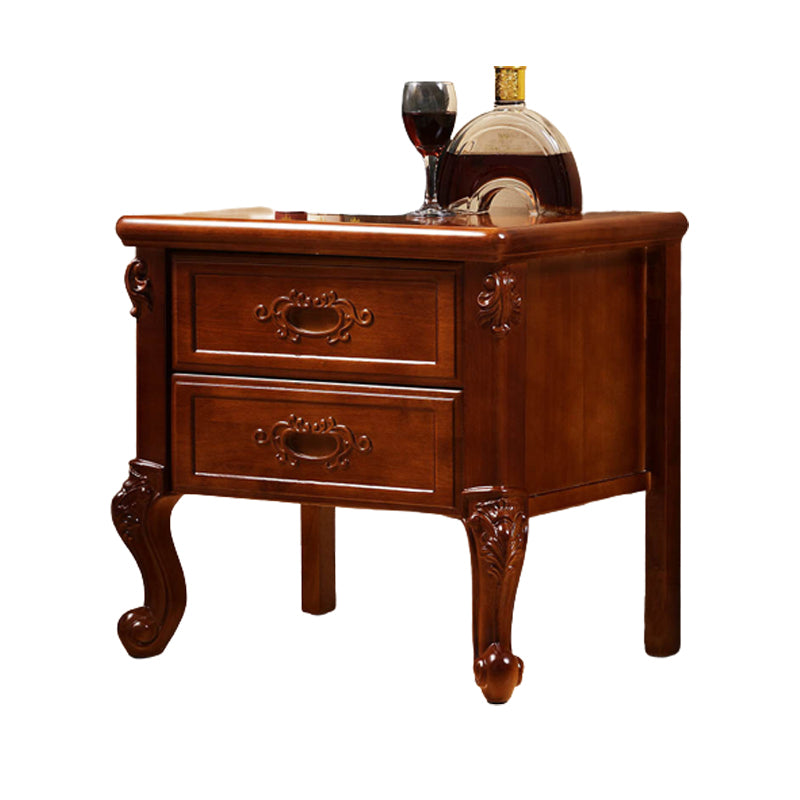 Armoire de chevet à étagère inférieure traditionnelle en bois solide avec tiroirs pour chambre à coucher
