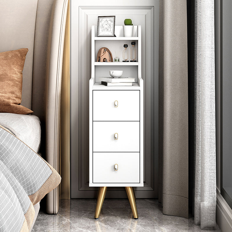 Mesa nocturna de almacenamiento abierta de cama de madera con patas con piernas
