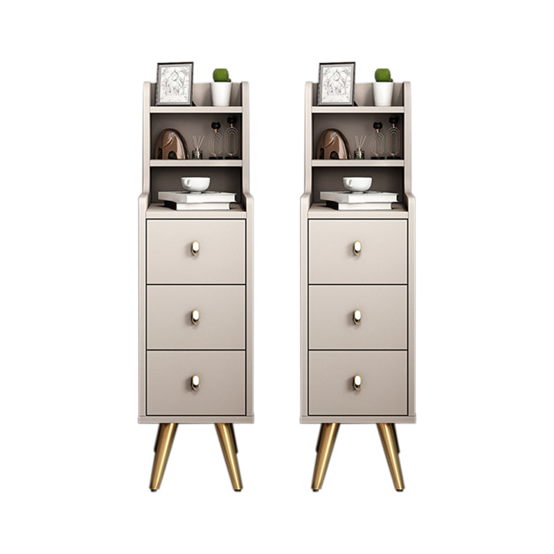 Mesa nocturna de almacenamiento abierta de cama de madera con patas con piernas