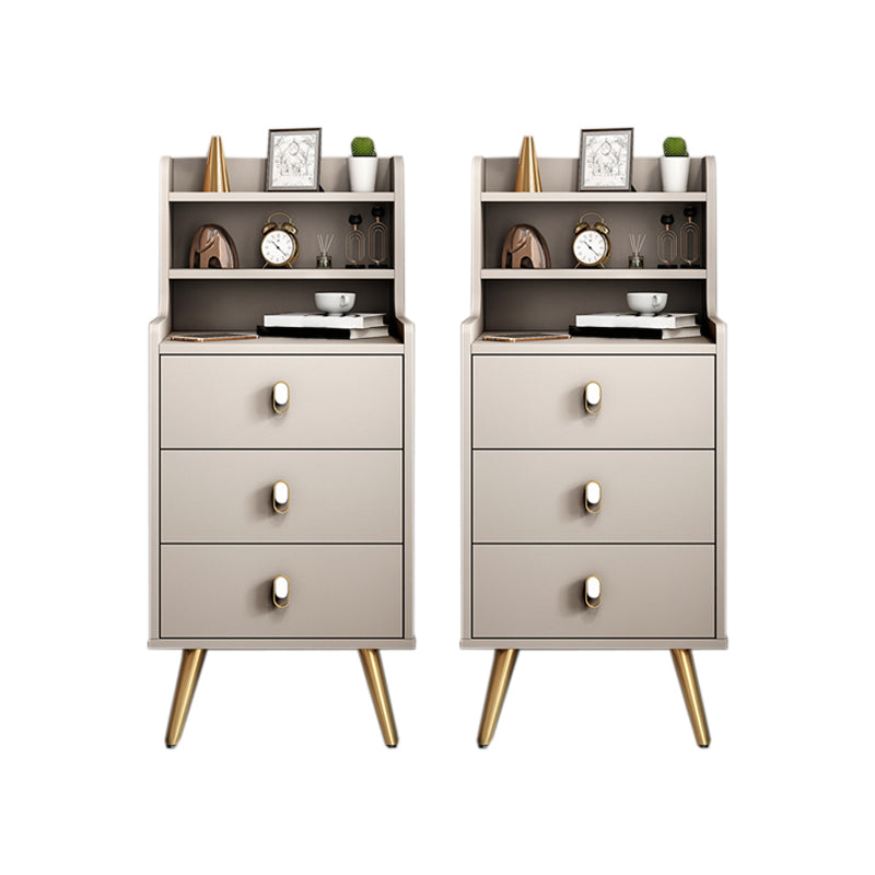 Mesa nocturna de almacenamiento abierta de cama de madera con patas con piernas