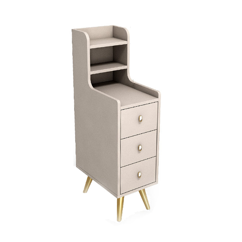 Mesa nocturna de almacenamiento abierta de cama de madera con patas con piernas