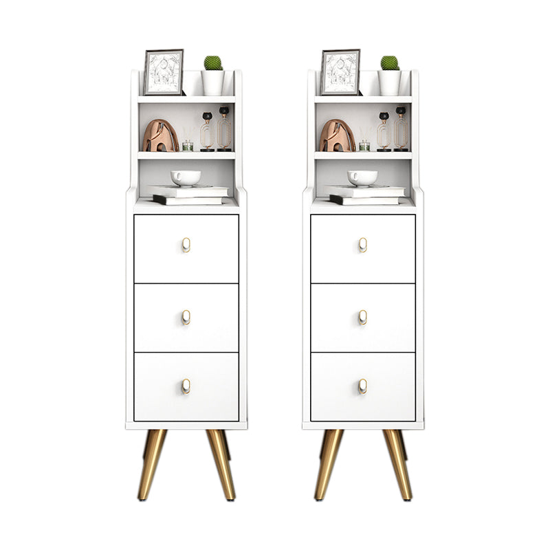 Mesa nocturna de almacenamiento abierta de cama de madera con patas con piernas