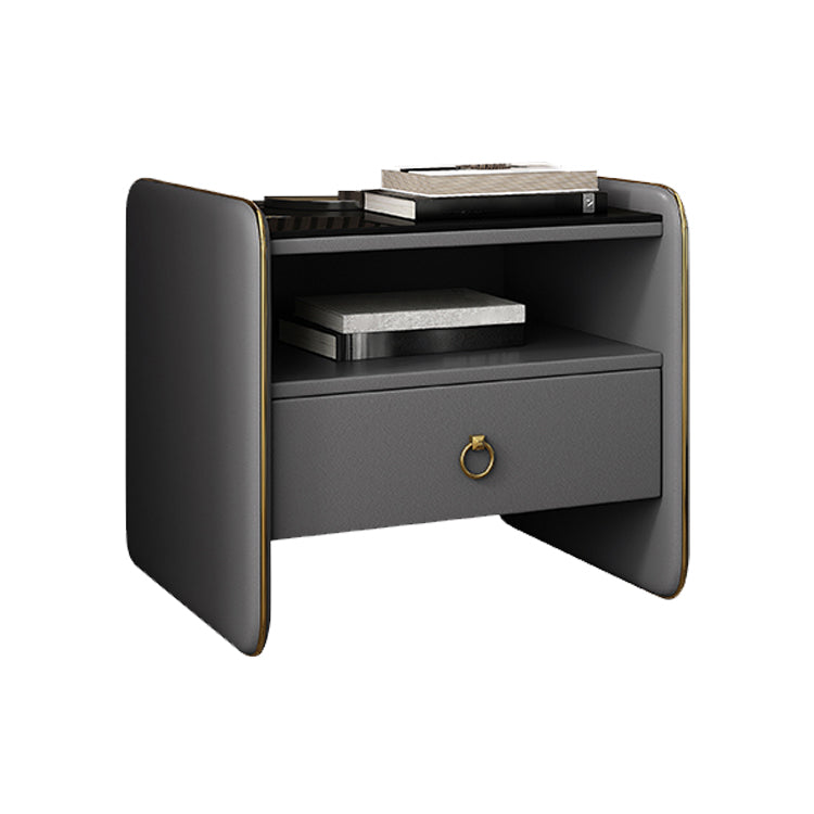 Modern Glass Top Nightstand Wooden Bedside Cabinet with Drawers for Bedroom Clearhalo 'Bedroom Furniture' 'furn' 'furn_night_stand' 'Furniture' 'night_stand' 'Nightstands' 5949599
