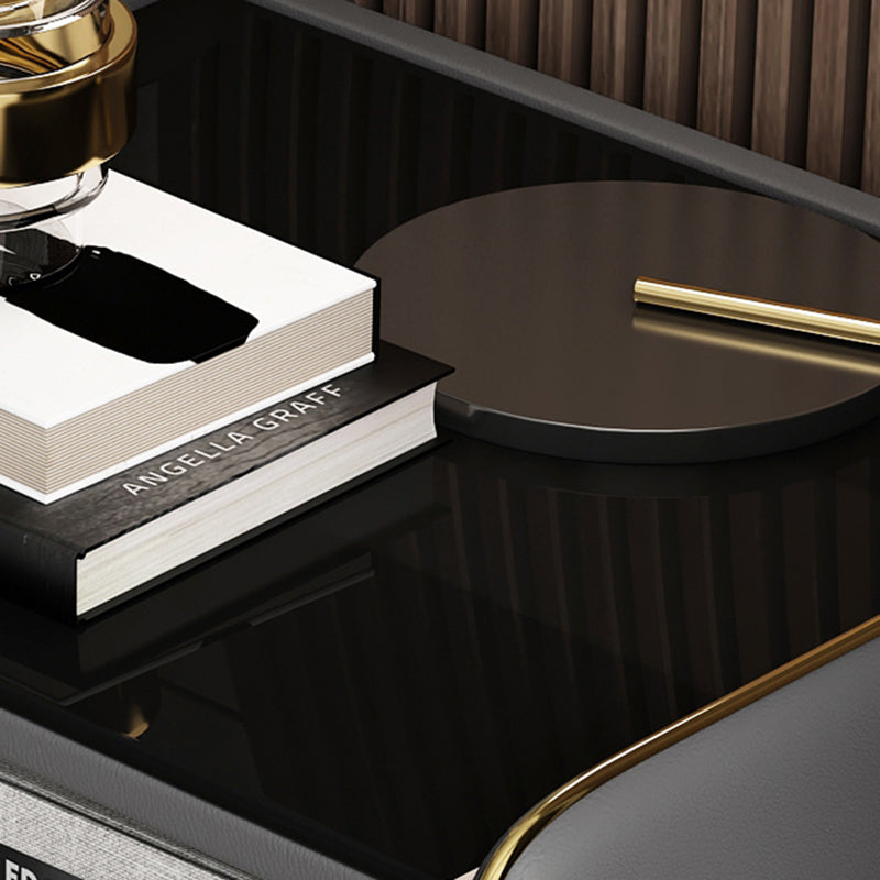 Modern Glass Top Nightstand Wooden Bedside Cabinet with Drawers for Bedroom Clearhalo 'Bedroom Furniture' 'furn' 'furn_night_stand' 'Furniture' 'night_stand' 'Nightstands' 5949602