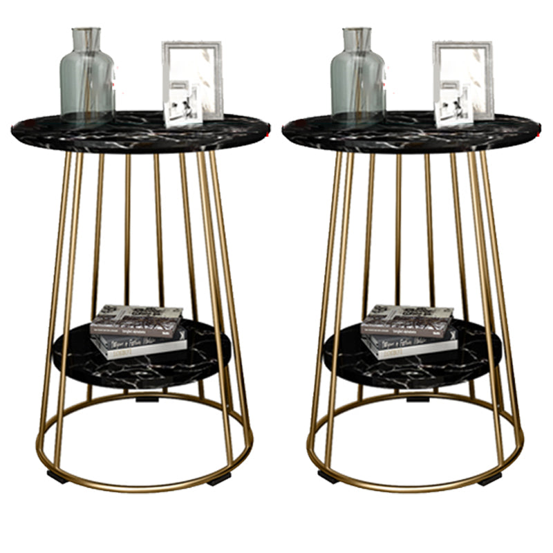 Nightand de table à accent en marbre faux contemporain 24,4 "haut de nuit de lit avec 2 étagères