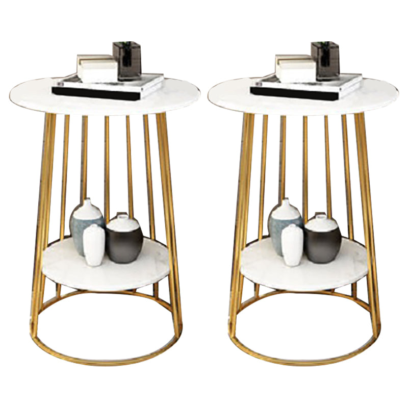 Nightand de table à accent en marbre faux contemporain 24,4 "haut de nuit de lit avec 2 étagères