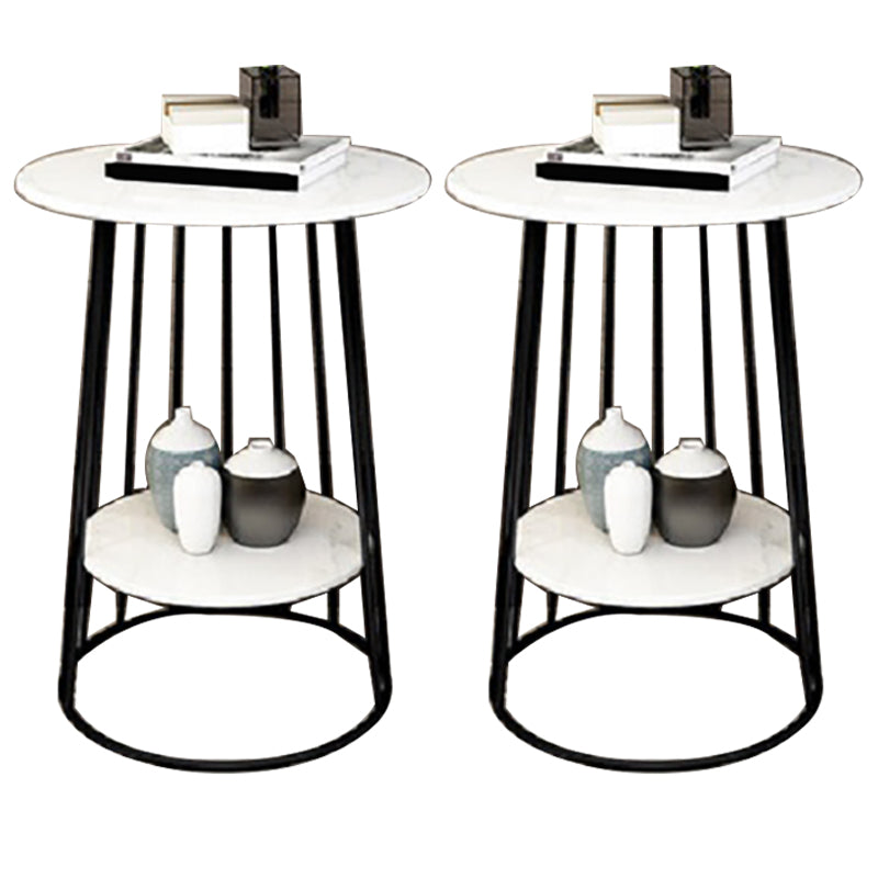 Nightand de table à accent en marbre faux contemporain 24,4 "haut de nuit de lit avec 2 étagères