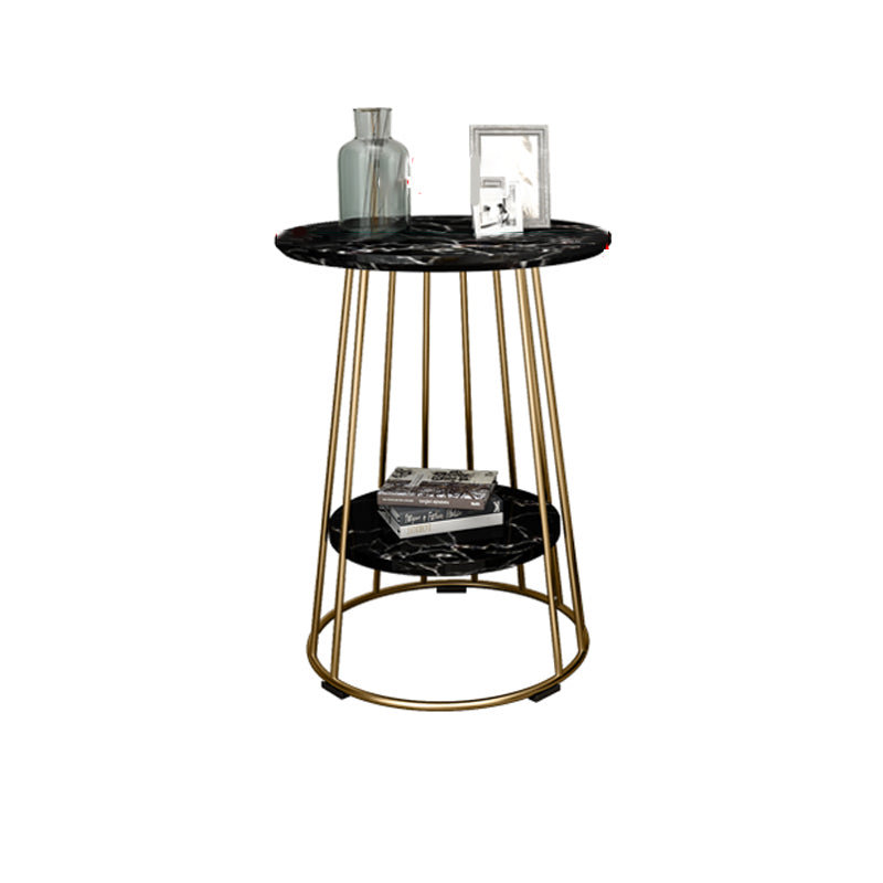 Nightand de table à accent en marbre faux contemporain 24,4 "haut de nuit de lit avec 2 étagères