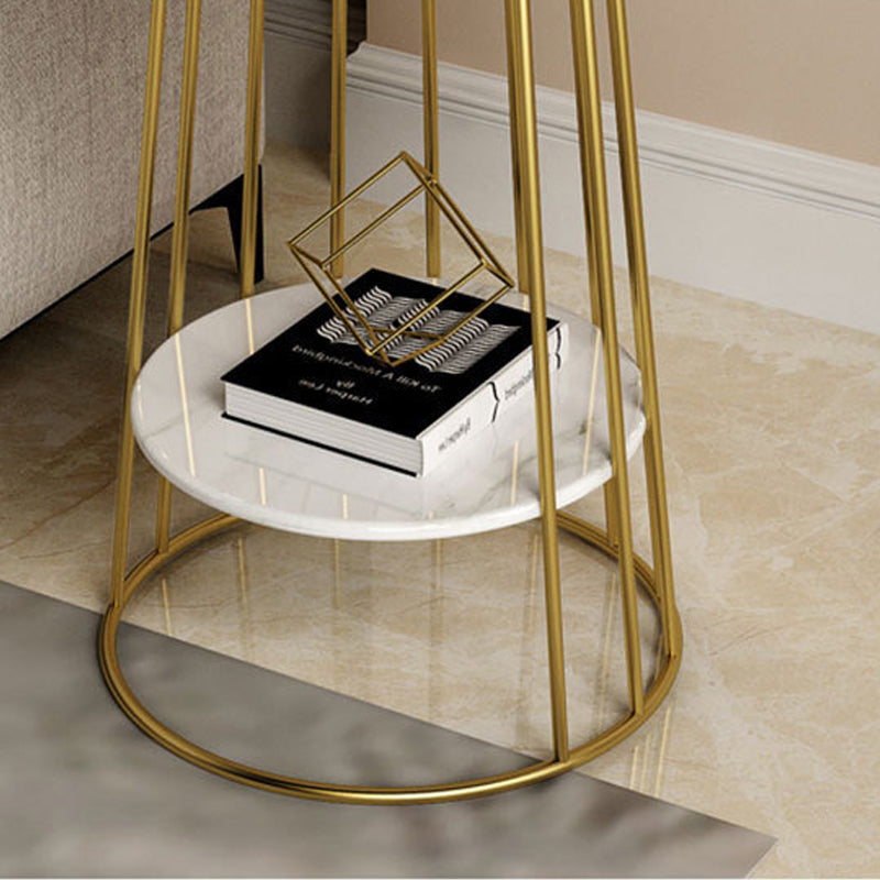 Nightand de table à accent en marbre faux contemporain 24,4 "haut de nuit de lit avec 2 étagères