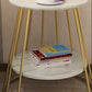 Nightand de table à accent en marbre faux contemporain 24,4 "haut de nuit de lit avec 2 étagères
