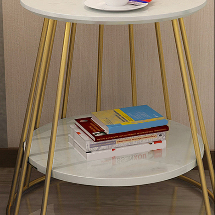 Nightand de table à accent en marbre faux contemporain 24,4 "haut de nuit de lit avec 2 étagères