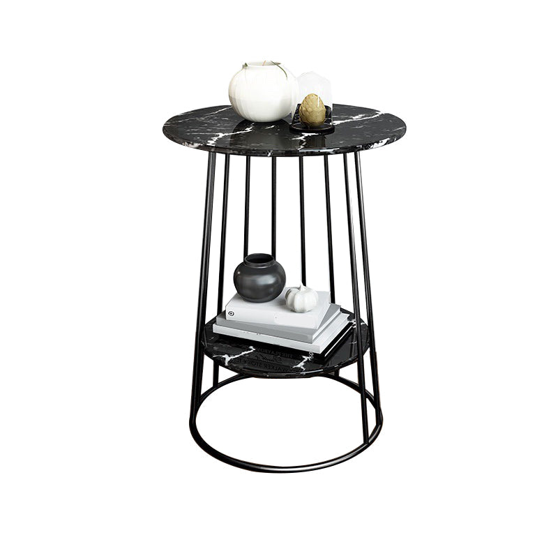 Nightand de table à accent en marbre faux contemporain 24,4 "haut de nuit de lit avec 2 étagères