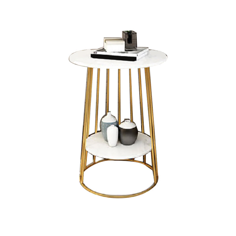 Nightand de table à accent en marbre faux contemporain 24,4 "haut de nuit de lit avec 2 étagères