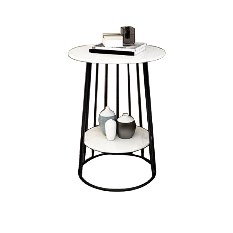 Nightand de table à accent en marbre faux contemporain 24,4 "haut de nuit de lit avec 2 étagères