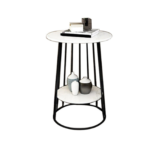 Mesa de acento de mármol de imitación contemporánea de la mesa de la noche 24.4 "Cama de altura con 2 estantes