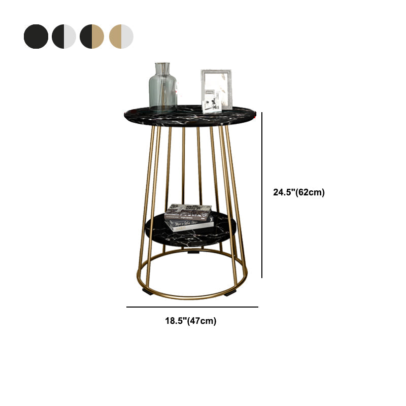 Nightand de table à accent en marbre faux contemporain 24,4 "haut de nuit de lit avec 2 étagères