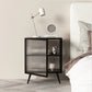Metal and Glass Bedside Cabinet Modern Minimalist Bedside Table with Legs