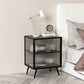 Metal and Glass Bedside Cabinet Modern Minimalist Bedside Table with Legs
