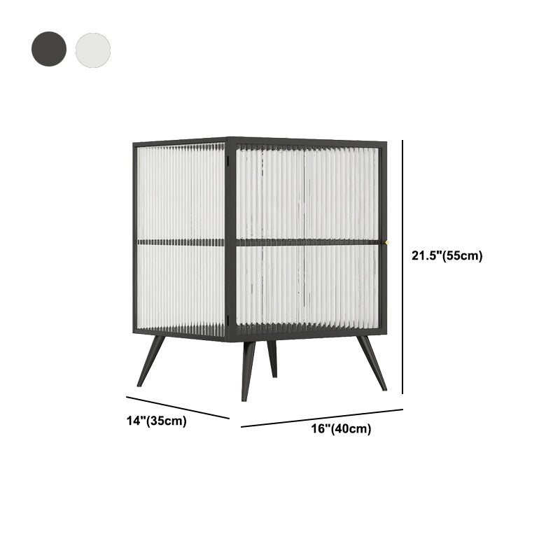 Metal and Glass Bedside Cabinet Modern Minimalist Bedside Table with Legs
