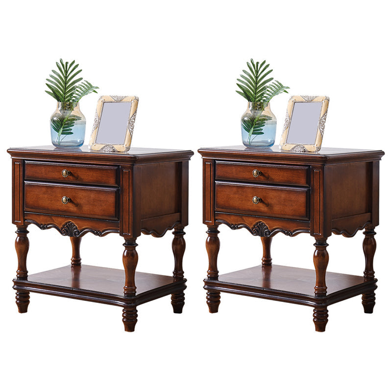 Solid Wood Accent Bedside Cabinet Drawers Included Night Table with Legs