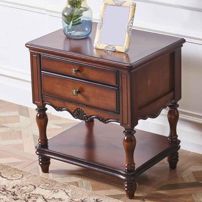 Solid Wood Accent Bedside Cabinet Drawers Included Night Table with Legs