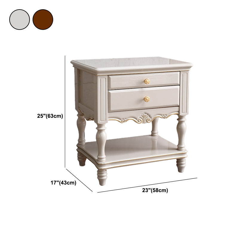 Solid Wood Accent Bedside Cabinet Drawers Included Night Table with Legs