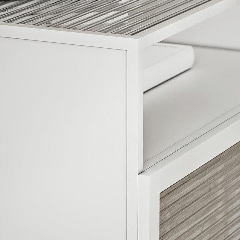 Mesa de acento de vidrio industrial Noche 22.8 "Cama de altura en la cama de noche con 3 estantes