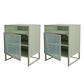 Industrial Bed Nightstand Glass and Manufactured Wood Night Table with Doors